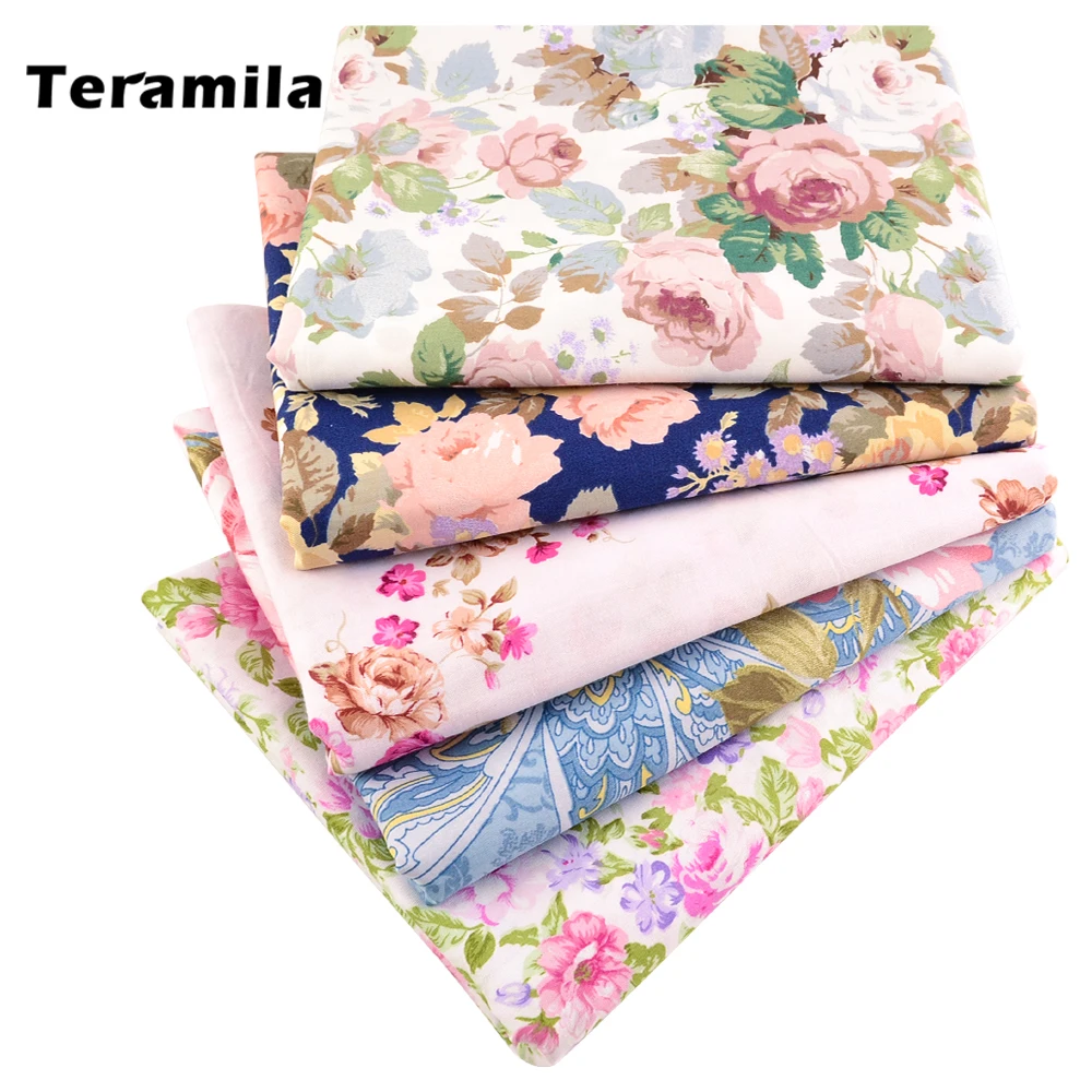 Teramila Ткань новых печатных Цветущие розы конструкции мягкий твил ткани 100% хлопок