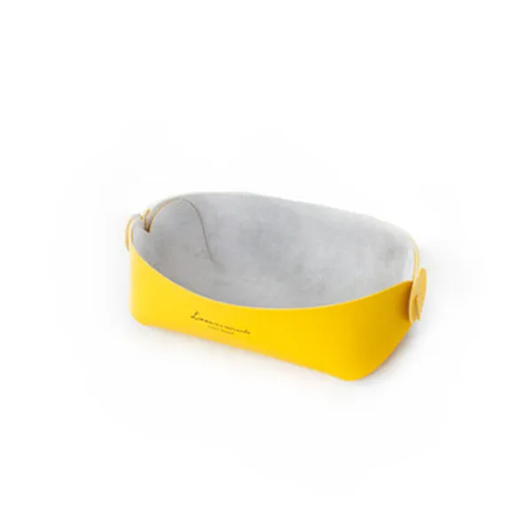 yellow large Настольный кожаный из искусственной кожи коробка для хранения макияж Органайзер Comestic контейнер для ювелирных изделий ретро Кнопка Sundry чехол для хранения INS украшения дома - Цвет: yellow large