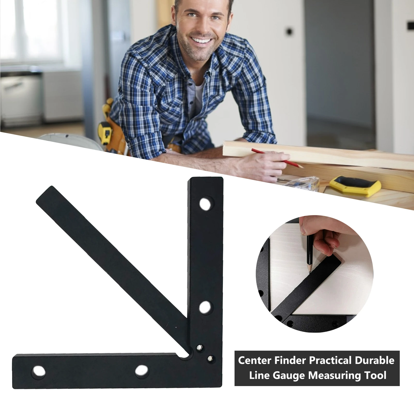 

Center Finder Line Gauge Center Scriber Square Center Scribe Measuring Tool 45/90 Degree Right Angle Line Gauge Carpenter Ruler