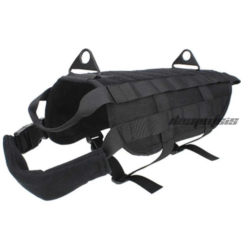 black K9 тактический военный 1000D нейлон Molle система дрессировка собаки жгут охотничья собачья жилетка, одежда S-XL - Цвет: black