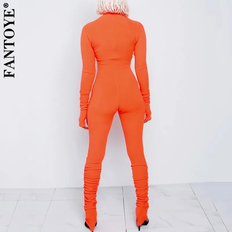 Женский Повседневный Облегающий комбинезон FANTOYE длинные брюки с высоким