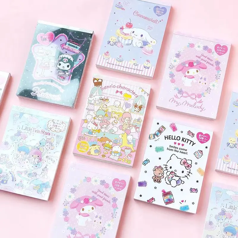 

Cute Cartoon Kuromi Mymelody Cinnamorol Coloring Page Memo Pad Notepad Memo Girl Heart Sticker Book Message Book Gift for Girl