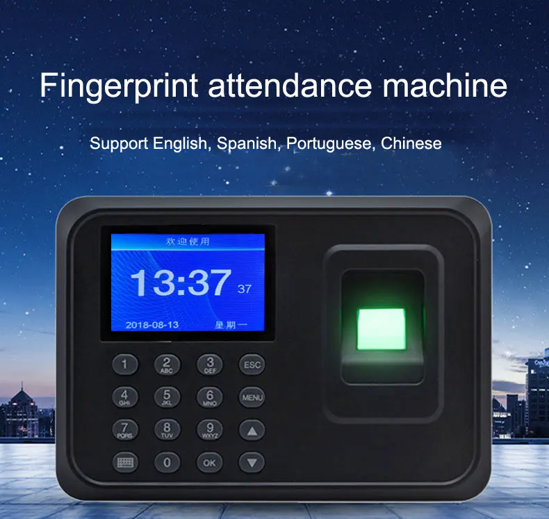 USB Password Biometric Fingerprint Time Office Attendance Clock Recorder Employee Electronic Access Control Machine