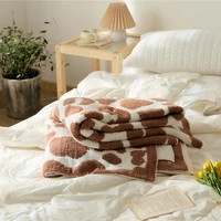 2022 comfy soft leopard cow plaid blanket all season fuzzy fluffy microfiber gray brown knitted bed quilt sofa throw blankets
