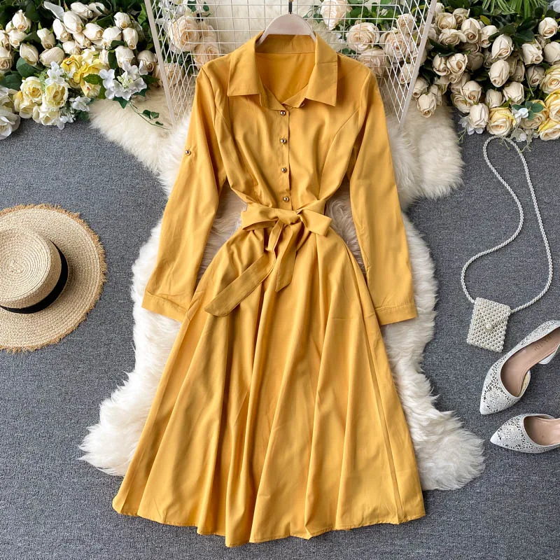 SINGRAIN элегантное однотонное платье блузка осень 2020 на пуговицах шнуровке с