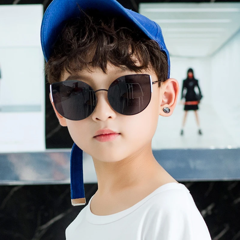 Металлические черные круглые солнцезащитные очки для детей Брендовые маленьких