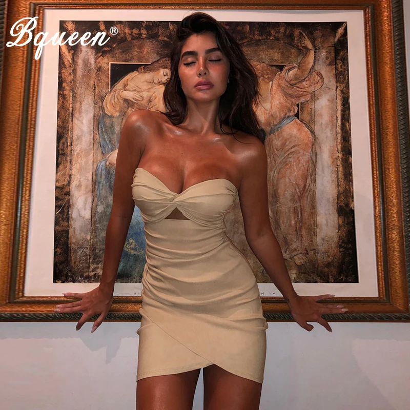 Женское мини-платье с вырезом лодочкой Bqueen Клубное вечернее облегающее платье