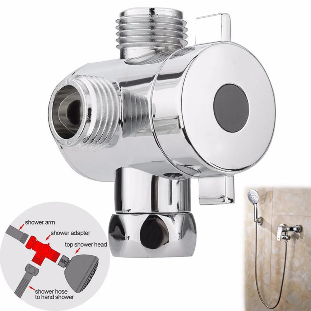 

1/2Inch Shower and Bathroom Faucet Three Way T-adapter Silver White Polished for Toilet Bidet Shower Head Diverter Shower Faucet
