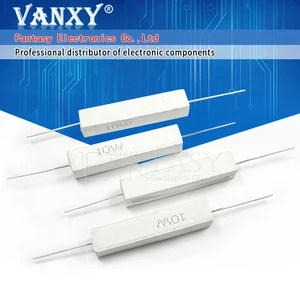 Резистор цементного сопротивления 1, 2, 5, 8, 10, 15, 20, 25, 100 Ом, 1R, 2R, 5R, 8R, 10R, 15R, 20R, 25R, 100R, 1k, 2k, 10k, 10 шт.