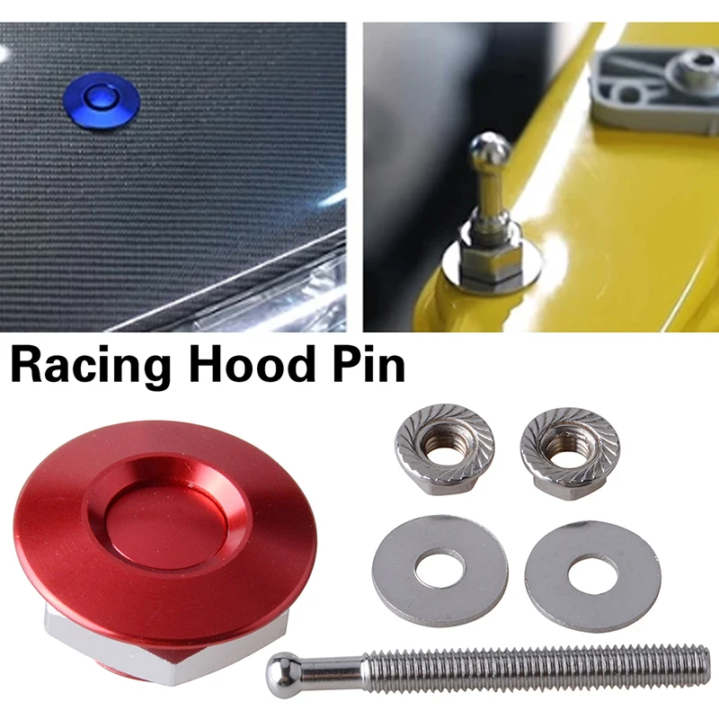 Quick Release Latch Kit Car Hood Pins Lock Bumper Fixed Push Button Billet For Racing Universal  Car Accessories Modification