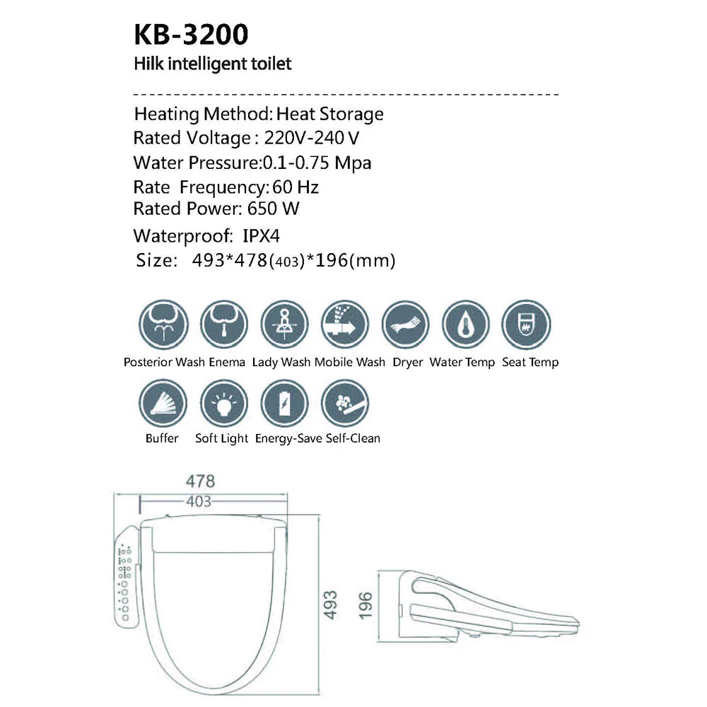 Умный комод KB3200 туалетный инструмент умный столик напряжение: 220 В ~ 240 60 Гц Д: 493 мм