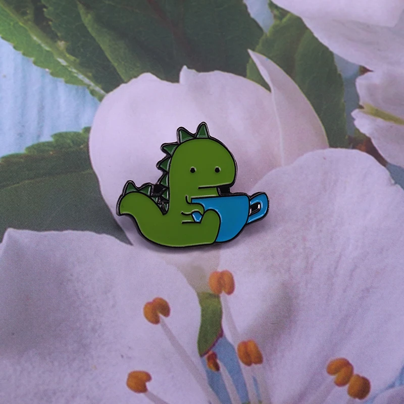 Восхитительная заколка на лацкан T-Rex забавный значок для любителей чая охотников