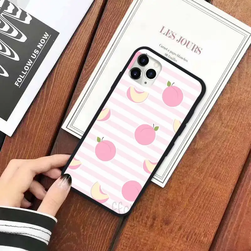 

Peach pink food fruit high quality shell Phone Case for iPhone 11 12 pro XS MAX 8 7 6 6S Plus X 5S SE 2020 XR