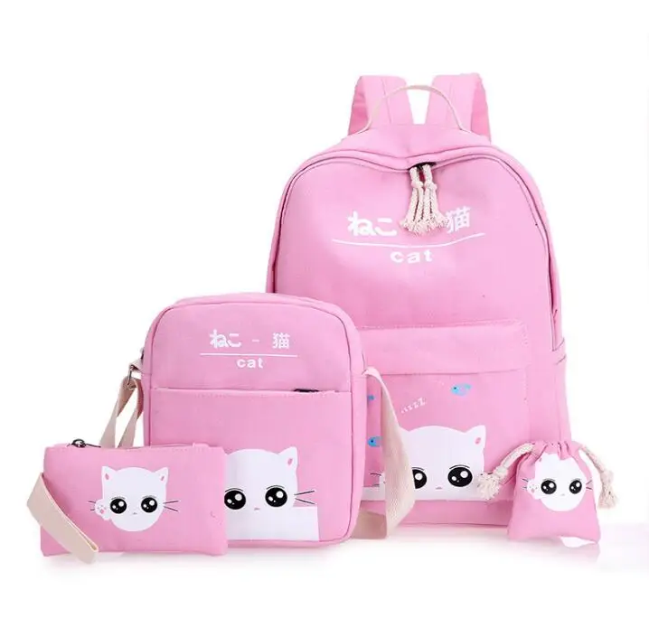 4 шт./компл. женские рюкзаки с персонажами мультфильмов кролик Печать холщовый