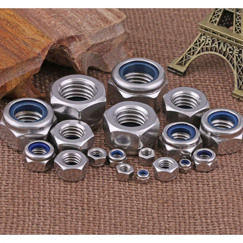 Американская нейлоновая Стопорная гайка из нержавеющей стали самоблокирующаяся