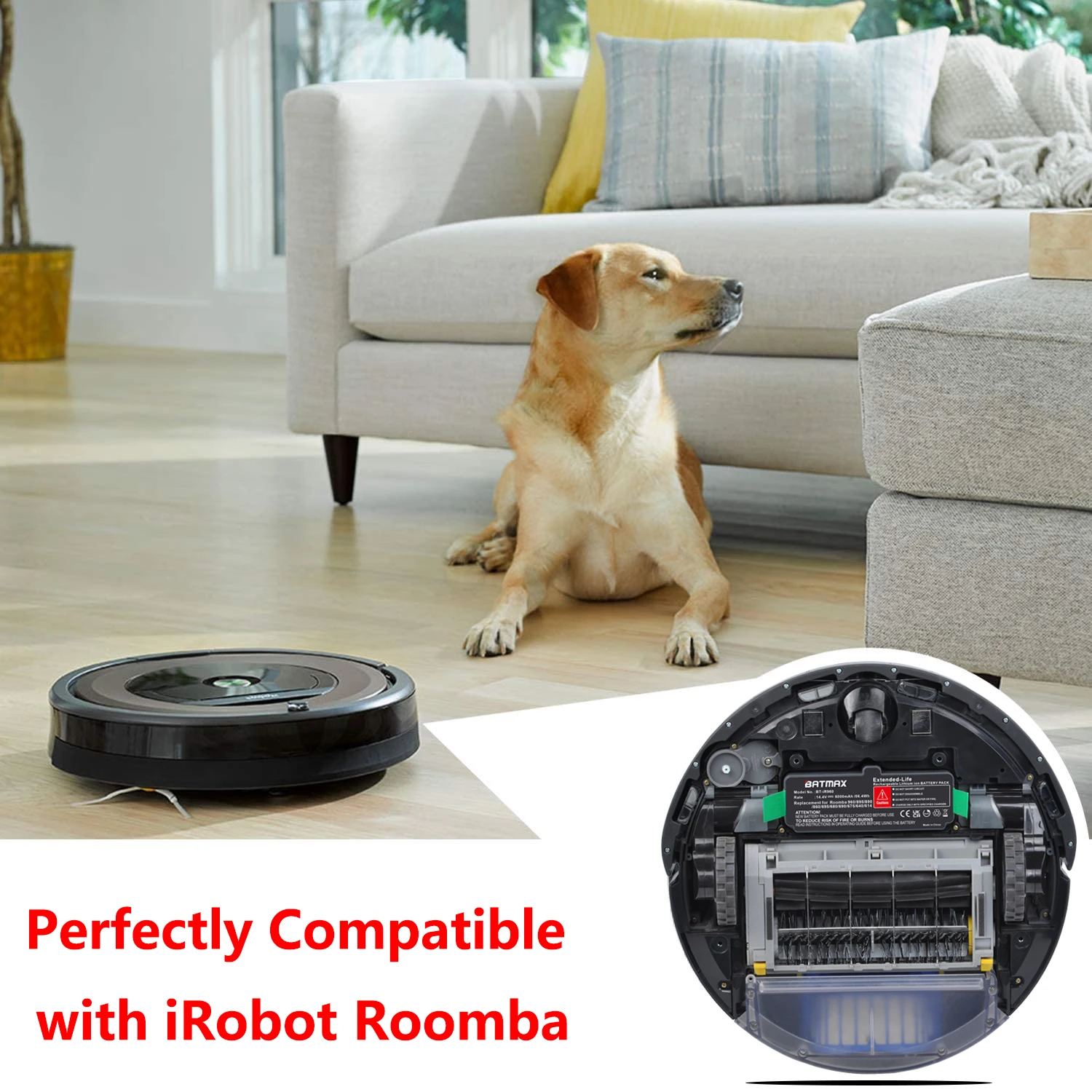 

14.4V 6000mAh Vacuum Cleaner Li-ion Battery for iRobot Roomba 980 960 R3 890 880 870 650 630 580 560; 500 600 700 800 900 Series
