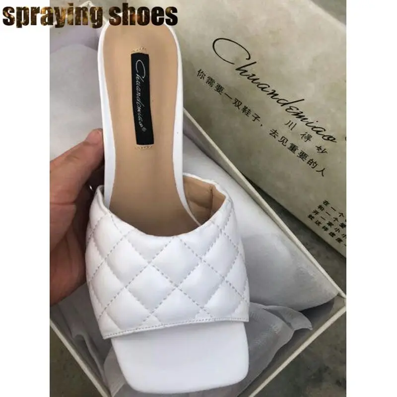 2019 Новые Дизайнерские летние сандалии женские белые кожаные шлепанцы с