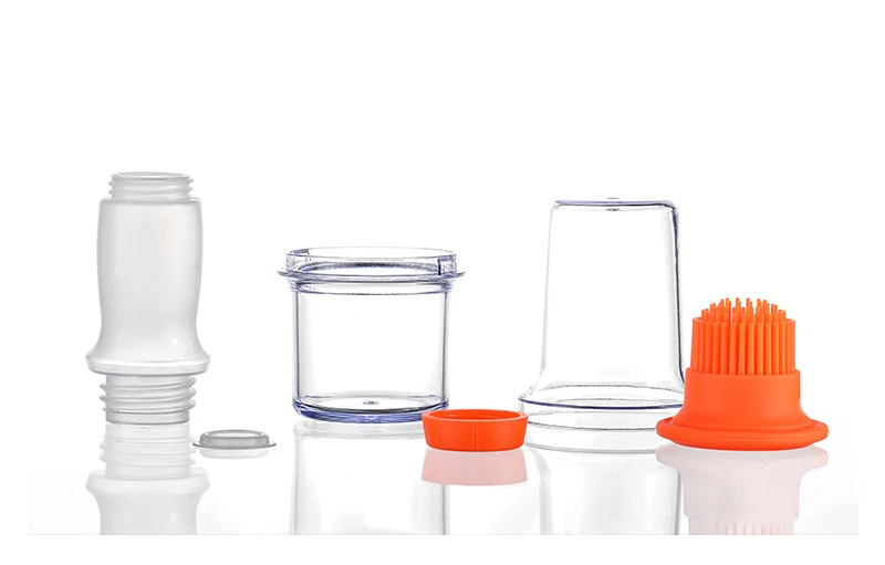 Bbq Portable Silicone Oil Bottle Baking Oil Brush Seasoning Sauce Jar With Brush Grill Salad Dressing Cooking Kitchen Gadget