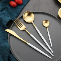 spklifey dinnerware set fork spoon knife gold dinnerware set stainless steel tableware black and white dinnerware drop shipping