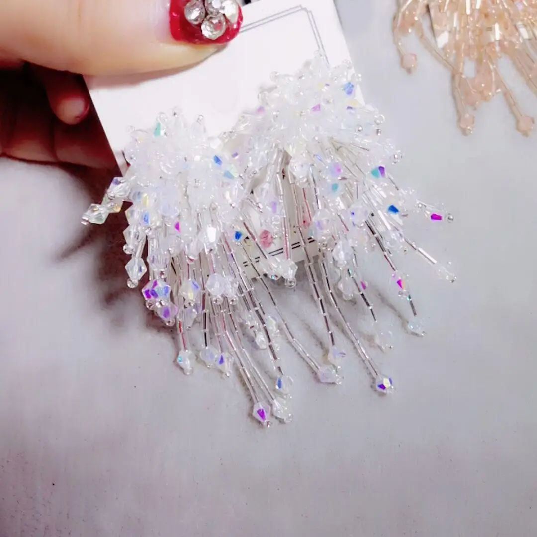 Модные длинные висячие серьги с бусинами богемные женские кисточками вечерние