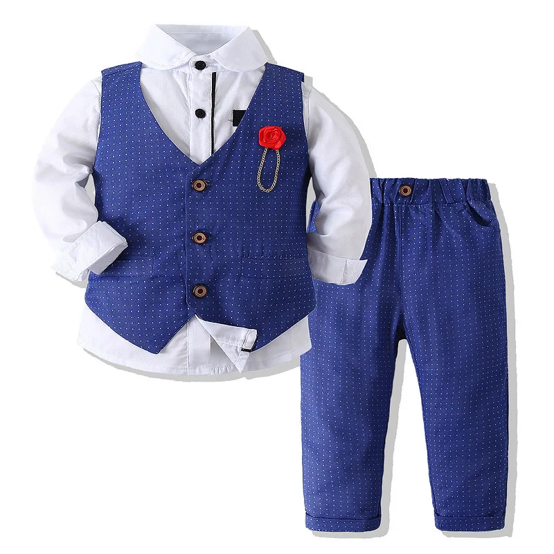 

Host Dress Suits Boys Style Vest Shirt Pants Gentleman Kids 3 Piece Suit Childrens Clothes High Quality Classics Style Party