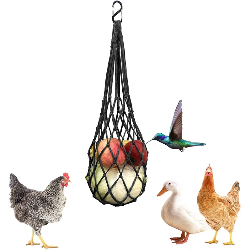 Chicken Vegetable Net Bag Poultry Fruit Holder Chicken Cabbage Feeder Treat Feeding Tool for Hen Goose Large Birds Chicken House