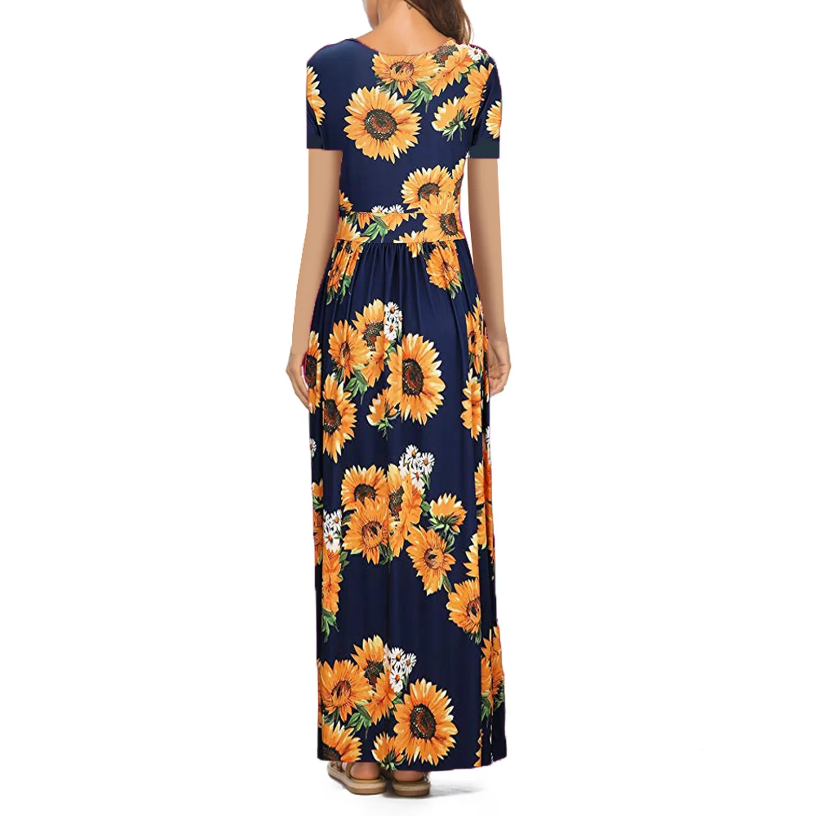 

Elegant Evening Party Dress Women's Casual Comfortable Loose Pocket Printed Short Sleeve Dress Long Dresses Vestidos