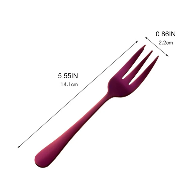 

1Pc Dessert Pastry Fork Multicolor Rainbow Stainless Steel Cake Fruits Salad Appetizer Notched Small Fork for Snack