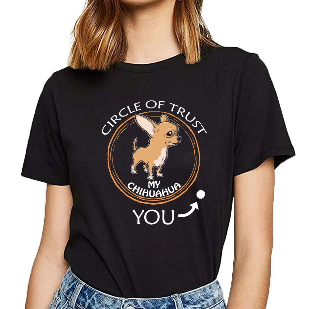 Топы футболки для женщин чихуахуа забавный круг доверия my chihuah Vogue винтажная