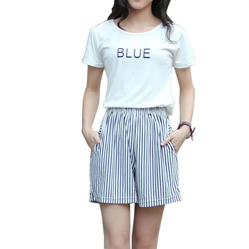 Женские костюмы из 2 предметов короткий топ + шорты Летние черные и белые