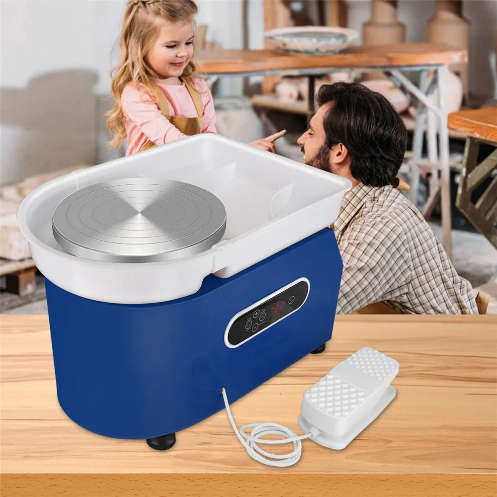 M&aacute;quina formadora de cer&aacute;mica, rueda de cer&aacute;mica de 350W y 25cm con pies ajustables, Pedal de palanca para trabajo de cer&aacute;mica, artesan&iacute;a art&iacute;stica de arcilla DIY-3