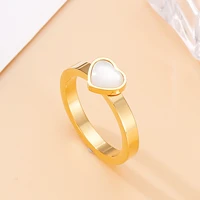 stainless steel heart opal ring for women gold color fashion wedding jewelry accessories