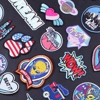 space alien embroidered patches for clothing thermoadhesive wow letters badges patch cartoon car stickers for fabric clothes