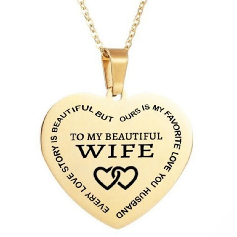 Для моей жены ожерелье из нержавеющей стали золотое сердечко серебряного цвета