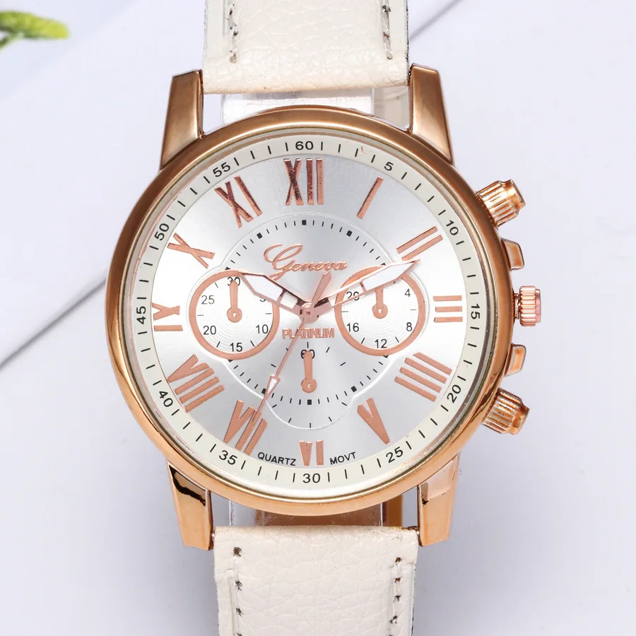 Роскошные дизайнерские женские розовые часы кварцевые кожаные уникальные с