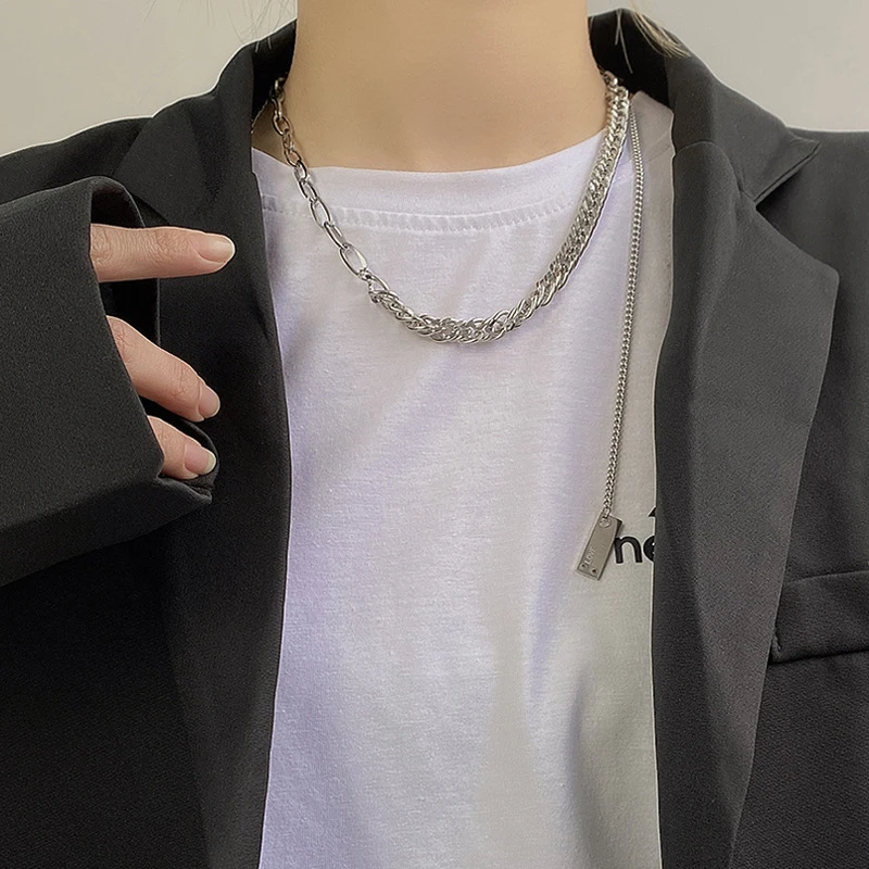

POTCET Stainless Steel Pendants Titanium Steel Geometric Irregularity Travel Anniversary Necklace Jewelry
