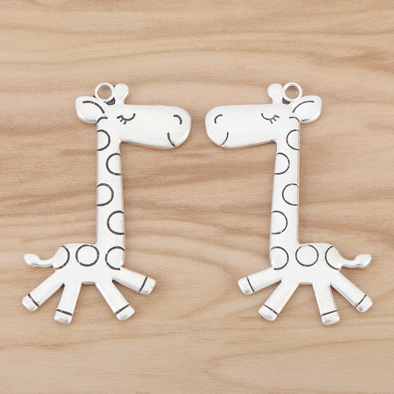 6 штук Большие Подвески с жирафом для ожерелья ювелирных изделий 67x36мм|Подвески| |
