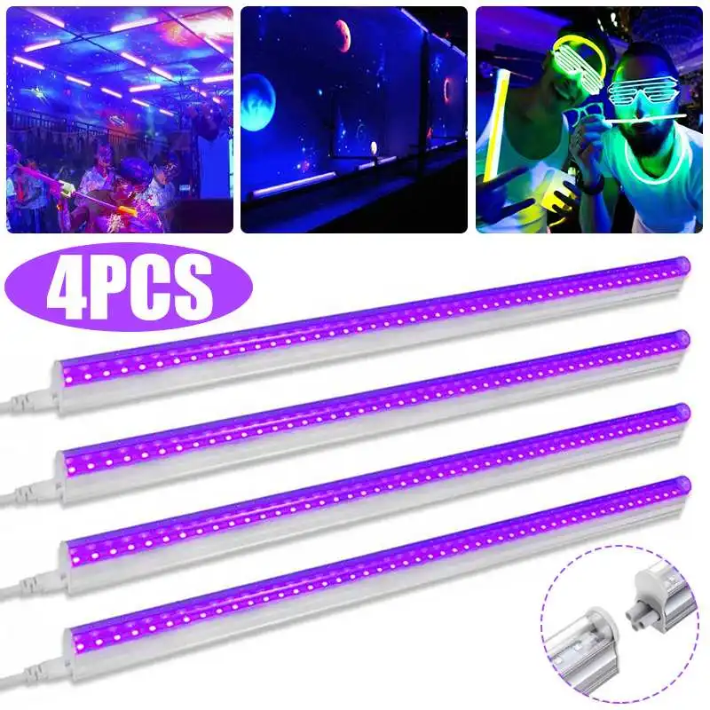 

1/4PCS 20W 30CM UV Lighting Tube LED Ultraviolet Lamp Blacklight 395NM Stage Light for Bar Party Club DJ AC85-265V