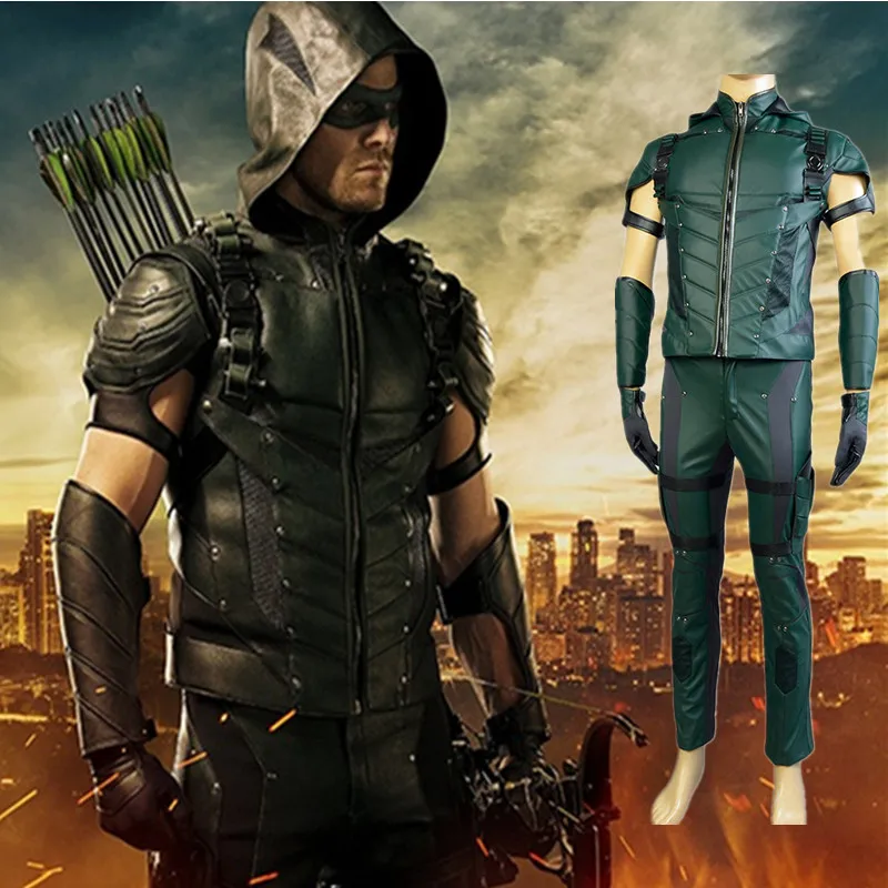 Костюм супергероя Оливера королевы костюм стрелы мужская кожаная толстовка