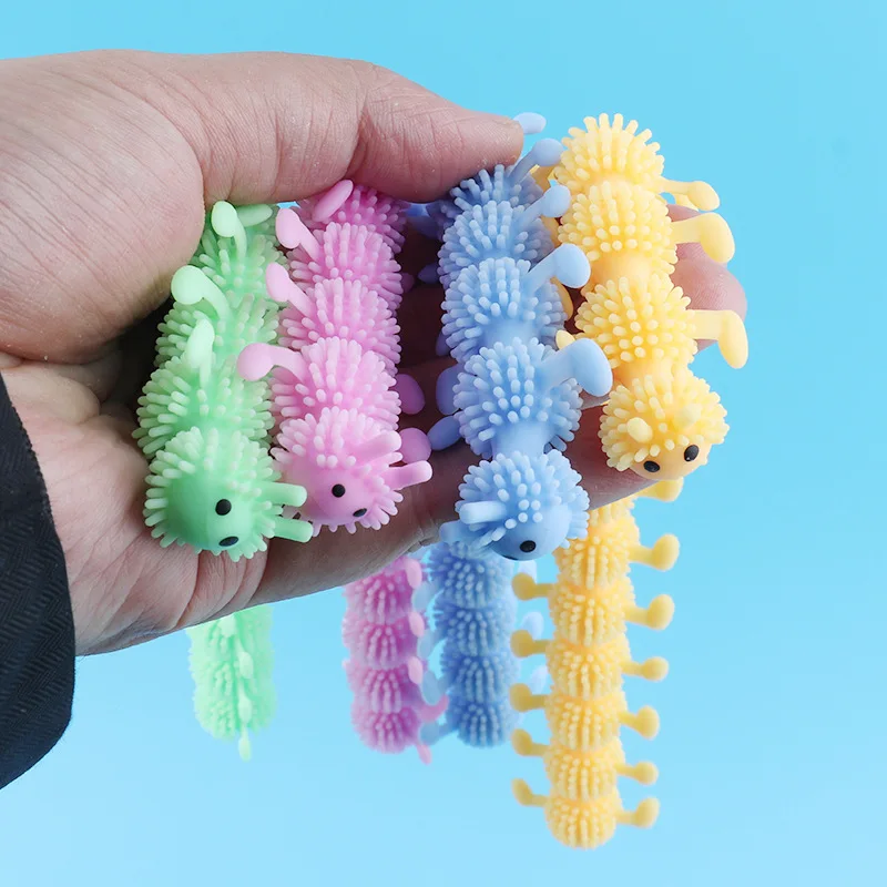 

16 Knots Caterpillar Worm Noodle Stretch String TPR Rope Anti Stress Toys String Fidget Autism Vent Toy For Kids Random Color