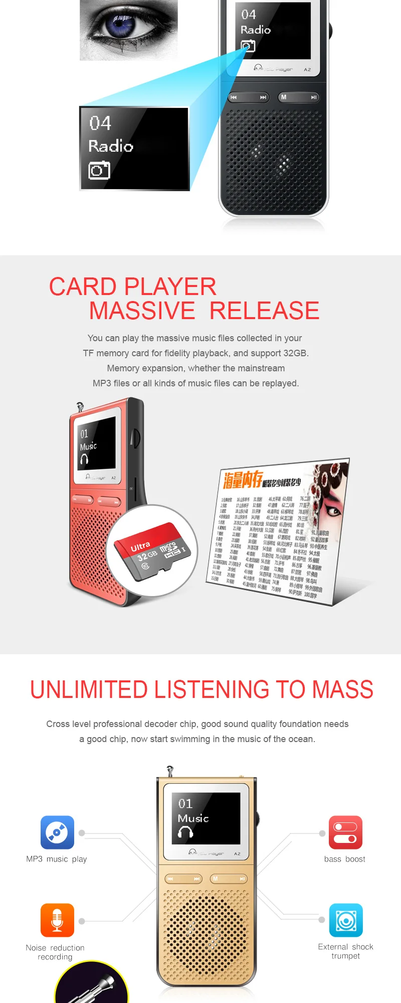 IQQ Hifi Mp3 плеер с Lound говорить и 8 Гб может играть 100 часов Встроенный fm радио Поддержка расширить до 128 Портативный плеер