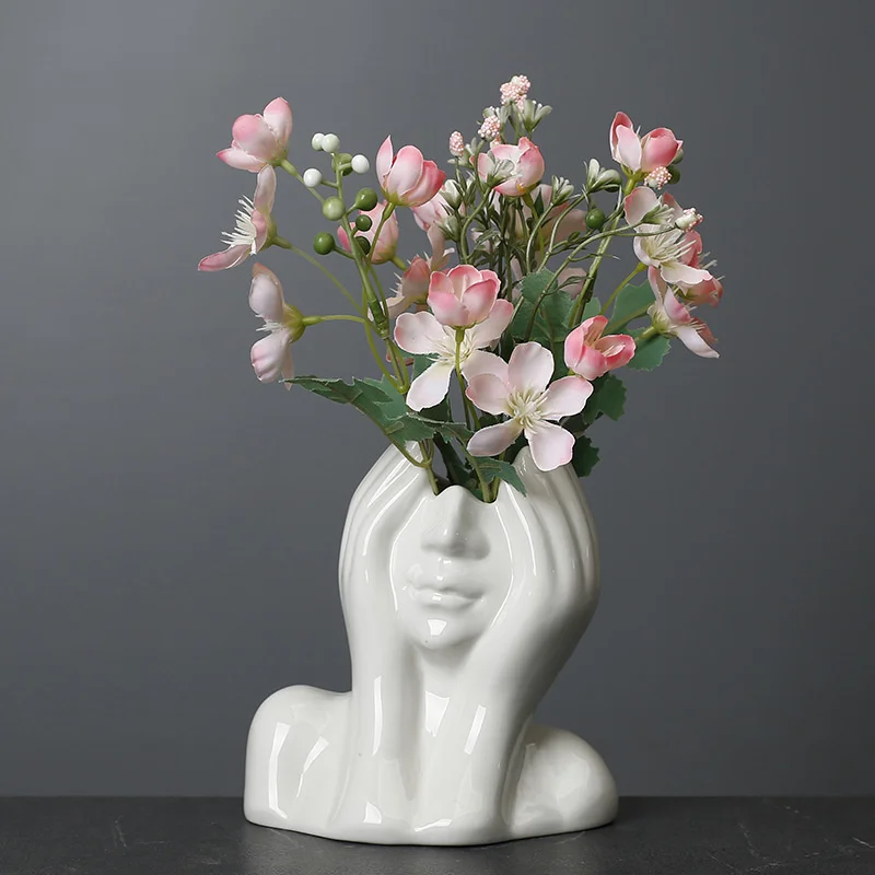 

Human Body Art Ceramic Vase Dried Flowers Vases Sculpture Ornaments Living Room Flower Arrangement Home Decoration Accessories