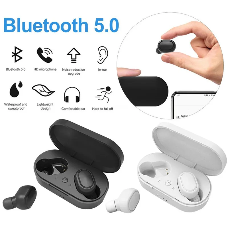 Настоящие беспроводные наушники M1 TWS Bluetooth Handsfree Bloototh спортивные для телефона true