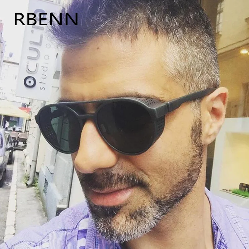 RBENN мужские солнцезащитные очки в стиле стимпанк Женские ретро-очки круглые флип-очки паровые панк винтажные модные очки Oculos De Sol UV400