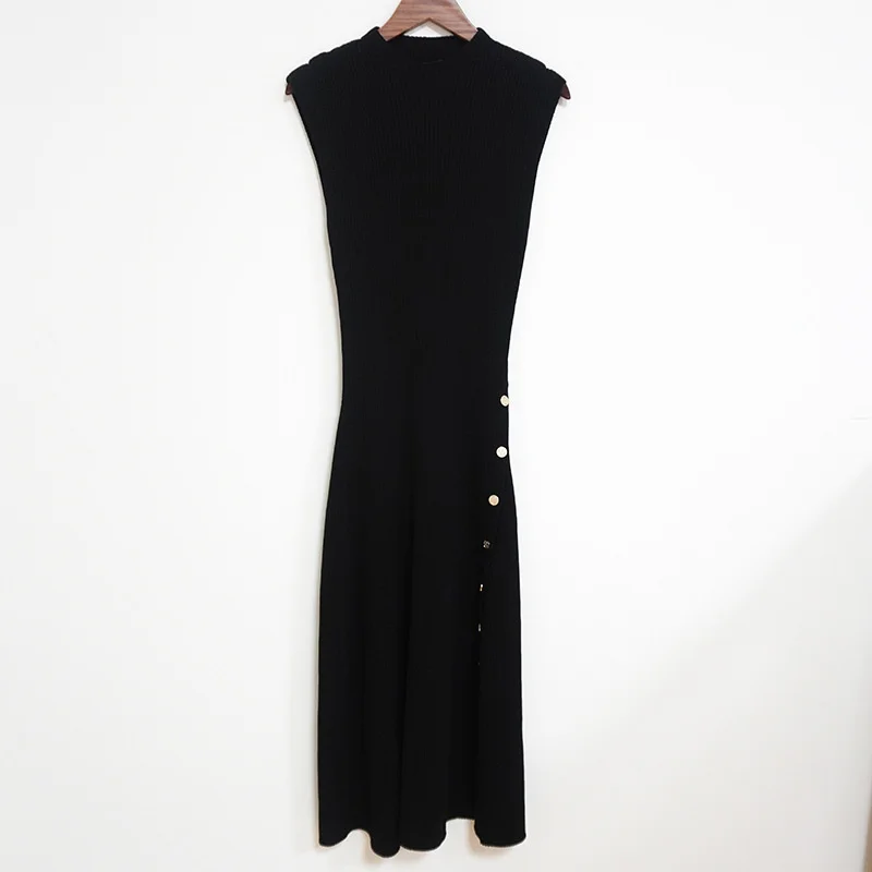 

Новое однобортное трикотажное платье без рукавов с металлическим блеском M family, осень и зима 2020