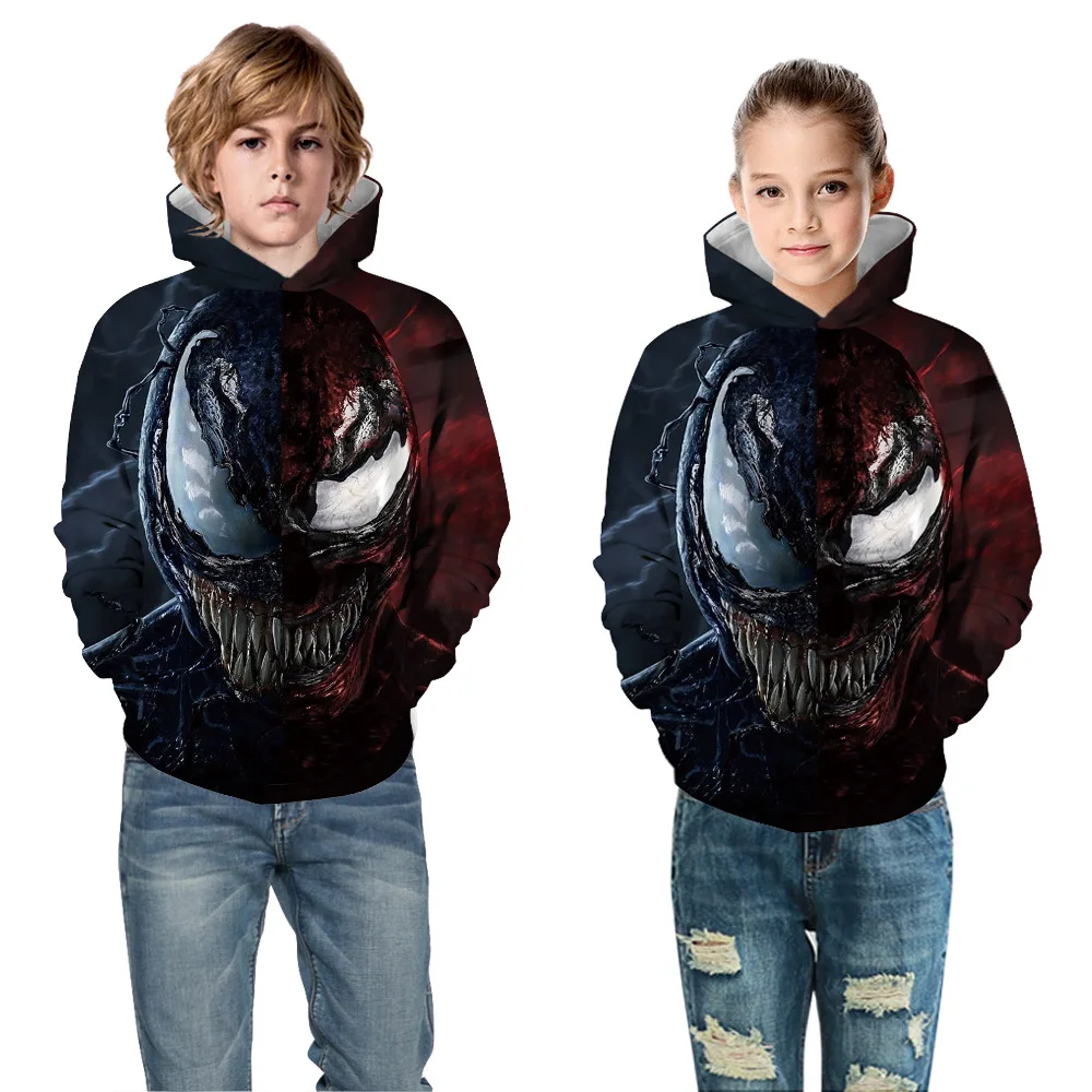 Autumn Winter Children's Hoodies Coat 5-14y Boys Girls Hooded Sweats Kids Superhero Printed Sweatshirts Child Sport Top Pullover