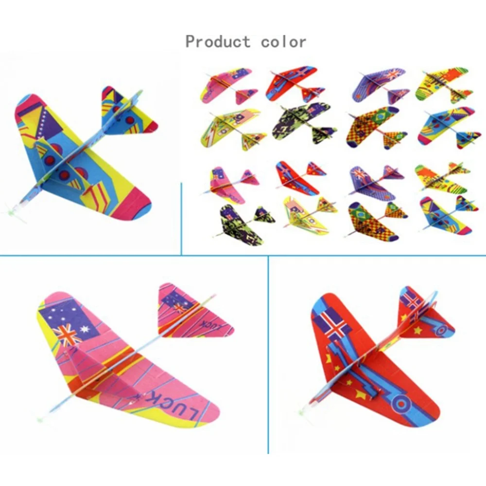 

12pcs Assembly Flying Glider Plane Lightweight Air Planes Fun Toys Party Favor for Kids (Random Pattern)