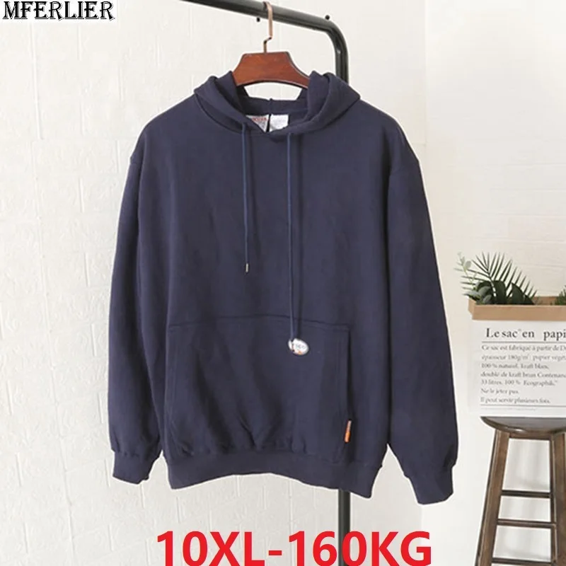 Зимняя мужская толстовка с капюшоном, Флисовая теплая толстовка 8XL 10XL, хлопковая спортивная куртка большого размера, верхняя одежда, пуловер 150 кг 160 кг 60