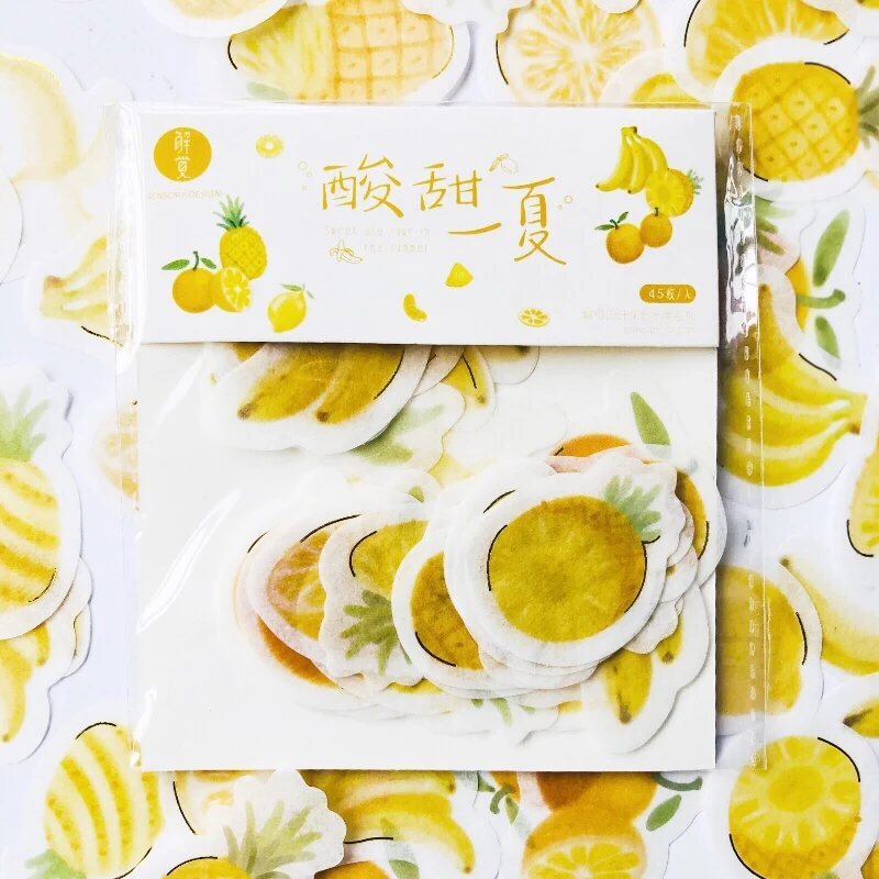 45 шт./упак. желтый фрукты ананас банан Бумага декоративные наклейки на дневник