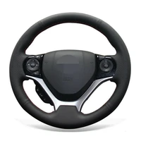 car steering wheel cover anti slip black genuine leather for honda civic 9 2012 2015 car accessories interior products
